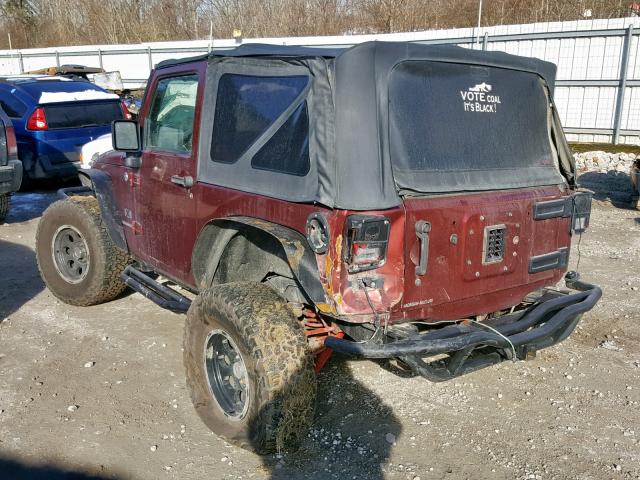 1J4FA24159L728134 - 2009 JEEP WRANGLER X BURGUNDY photo 3