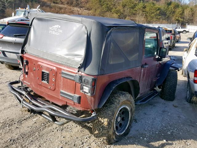 1J4FA24159L728134 - 2009 JEEP WRANGLER X BURGUNDY photo 4