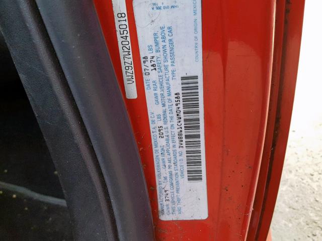 3VWBB61C4WM049588 - 1998 VOLKSWAGEN NEW BEETLE Qırmızı foto 10