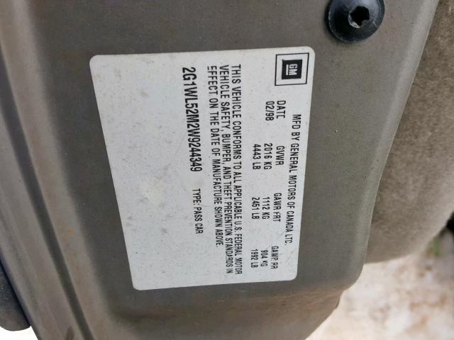 2G1WL52M2W9244349 - 1998 CHEVROLET LUMINA BAS 棕色 照片 10