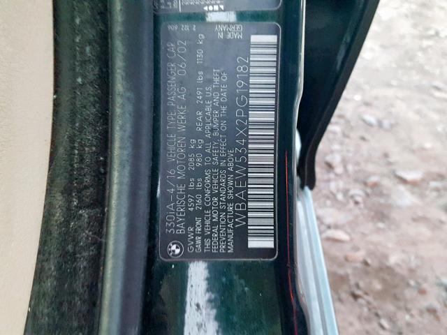 WBAEW534X2PG19182 - 2002 BMW 330 XI GREEN photo 10