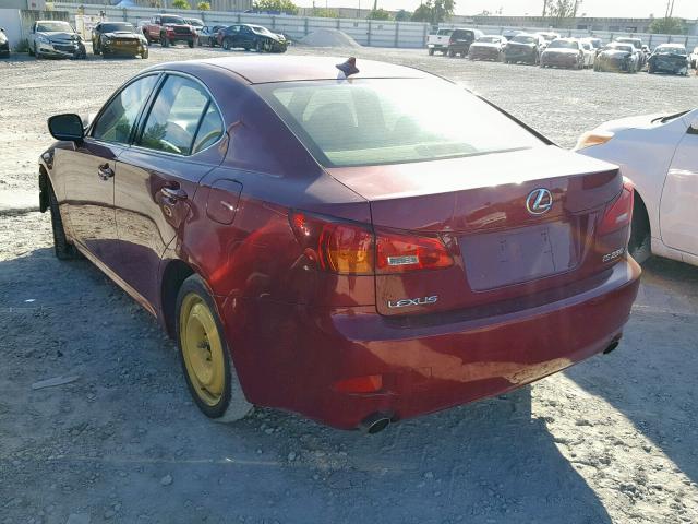 JTHBK262875030723 - 2007 LEXUS IS 250 RED photo 3