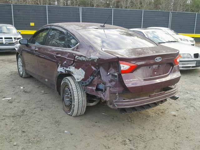 3FA6P0G73DR316948 - 2013 FORD FUSION S BURGUNDY photo 3