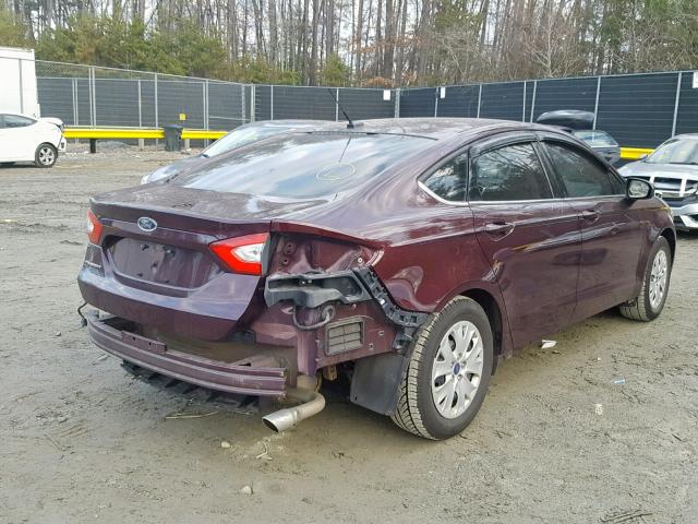 3FA6P0G73DR316948 - 2013 FORD FUSION S BURGUNDY photo 4