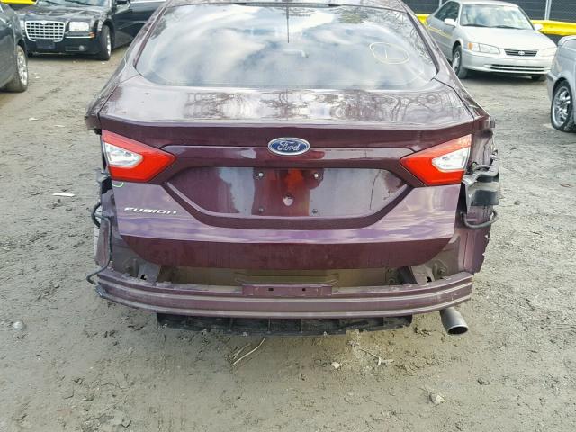 3FA6P0G73DR316948 - 2013 FORD FUSION S BURGUNDY photo 9