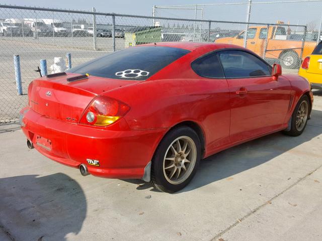 KMHHN65F53U046825 - 2003 HYUNDAI TIBURON GT RED photo 4