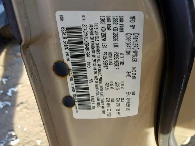 2C4GM48LX5R484264 - 2005 CHRYSLER PACIFICA TAN photo 10