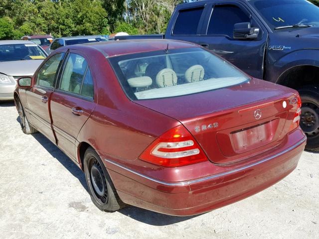 WDBRF61J72F198932 - 2002 MERCEDES-BENZ C 240 BURGUNDY photo 3