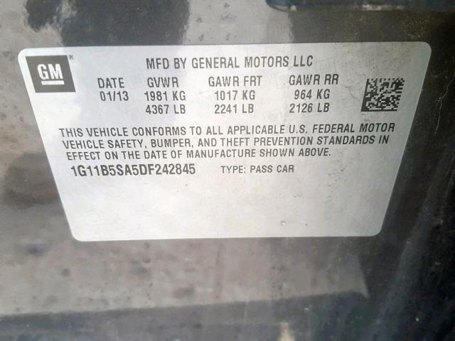 1G11B5SA5DF242845 - 2013 CHEVROLET MALIBU LS Grau Foto 10