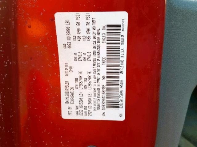 1D7KS28A47J592492 - 2007 DODGE RAM 2500 S RED photo 10