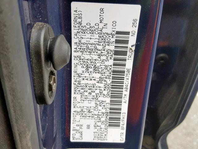 3TMJU62N95M007313 - 2005 TOYOTA TACOMA DOU BLUE photo 10