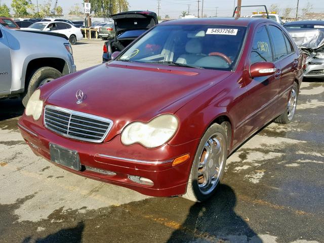 WDBRF61JX2F217053 - 2002 MERCEDES-BENZ C 240 MAROON photo 2