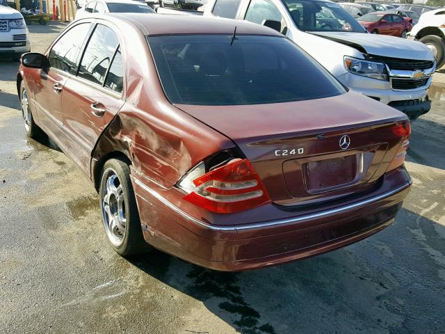 WDBRF61JX2F217053 - 2002 MERCEDES-BENZ C 240 MAROON photo 3