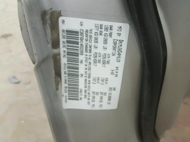 2C8GF68414R522959 - 2004 CHRYSLER PACIFICA GRAY photo 10