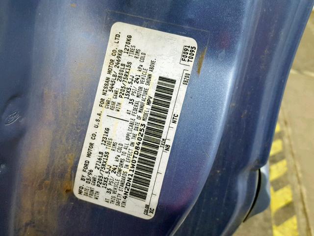 4N2DN11W0TD840253 - 1996 NISSAN QUEST XE BLUE photo 10