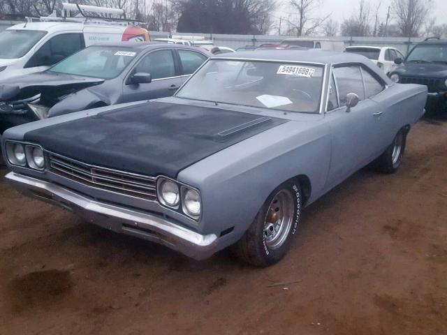 RM23H9A156698 - 1969 PLYMOUTH ROADRUNNER GRAY photo 2