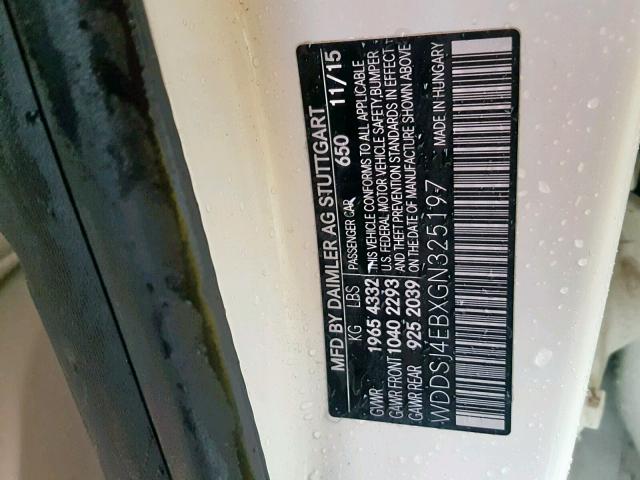 WDDSJ4EBXGN325197 - 2016 MERCEDES-BENZ CLA 250 WHITE photo 10