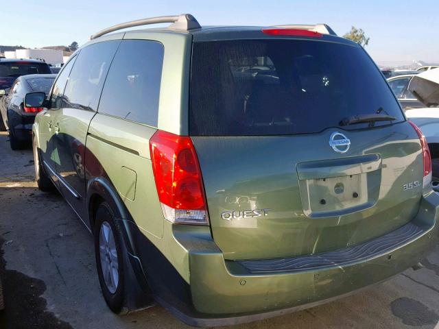 5N1BV28U84N307708 - 2004 NISSAN QUEST S GREEN photo 3