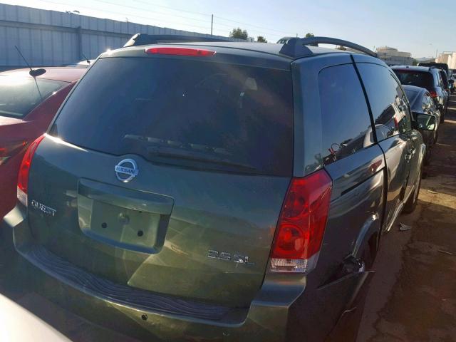 5N1BV28U84N307708 - 2004 NISSAN QUEST S GREEN photo 4