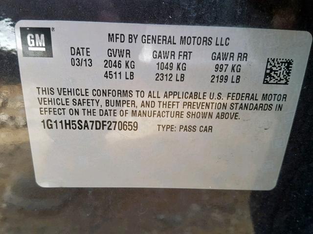 1G11H5SA7DF270659 - 2013 CHEVROLET MALIBU LTZ 灰色 照片 10