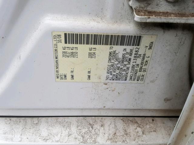 1N4CL21E89C138882 - 2009 NISSAN ALTIMA HYB WHITE photo 10