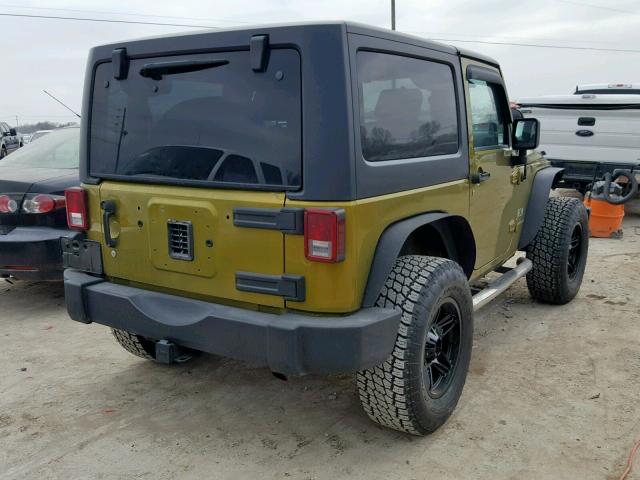 1J4FA24107L202393 - 2007 JEEP WRANGLER X GREEN photo 4