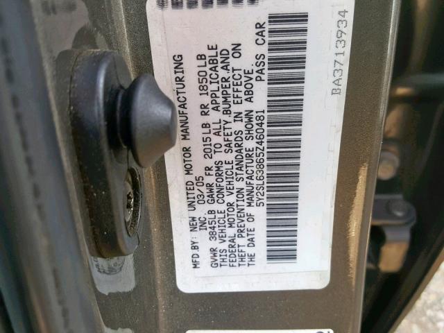 5Y2SL63865Z460481 - 2005 PONTIAC VIBE GRAY photo 10