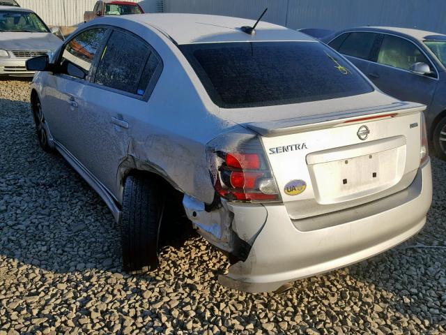 3N1AB6AP4CL661196 - 2012 NISSAN SENTRA 2.0 SILVER photo 3