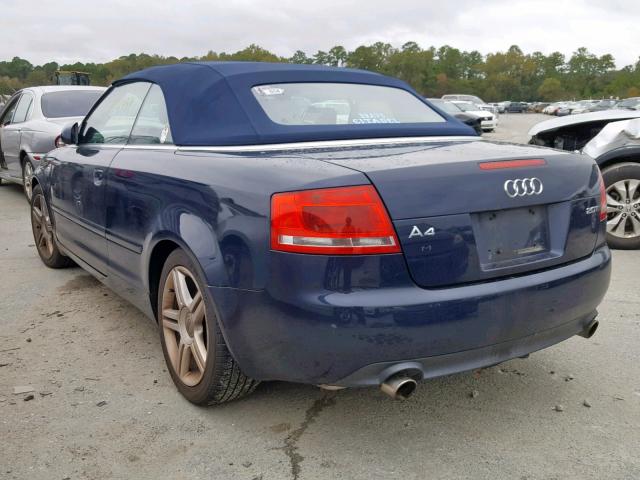 WAUAF48H07K021057 - 2007 AUDI A4 2.0T CA BLUE photo 3