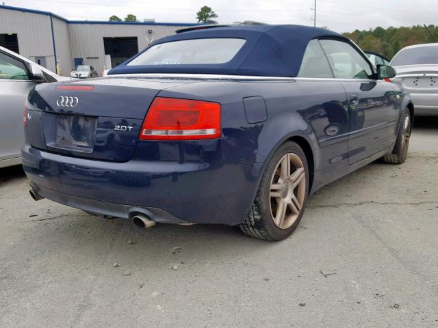 WAUAF48H07K021057 - 2007 AUDI A4 2.0T CA BLUE photo 4