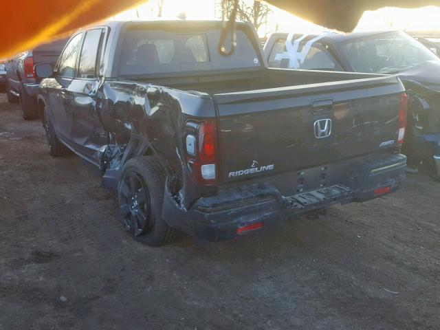 5FPYK3F88HB024983 - 2017 HONDA RIDGELINE BLACK photo 3