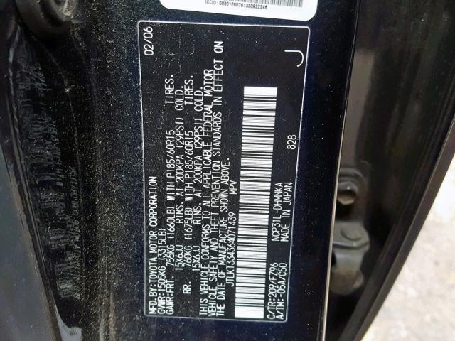 JTLKT334364071439 - 2006 TOYOTA SCION XB Қара фото 10
