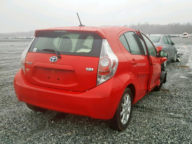 JTDKDTB38C1507216 - 2012 TOYOTA PRIUS C RED photo 4