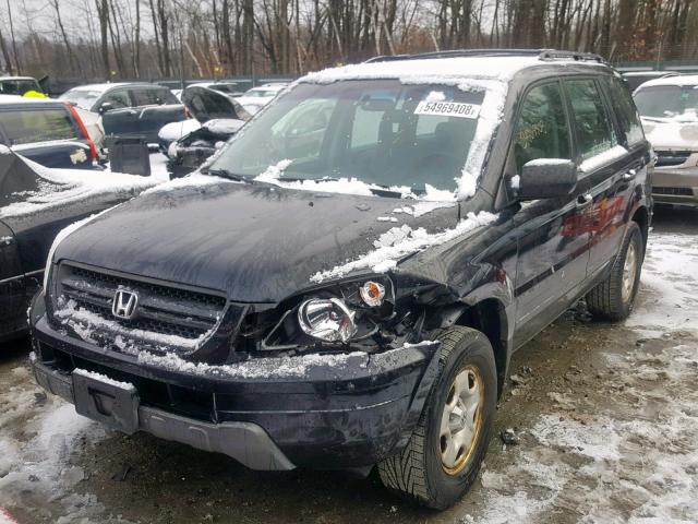 2HKYF18195H524777 - 2005 HONDA PILOT LX BLACK photo 2