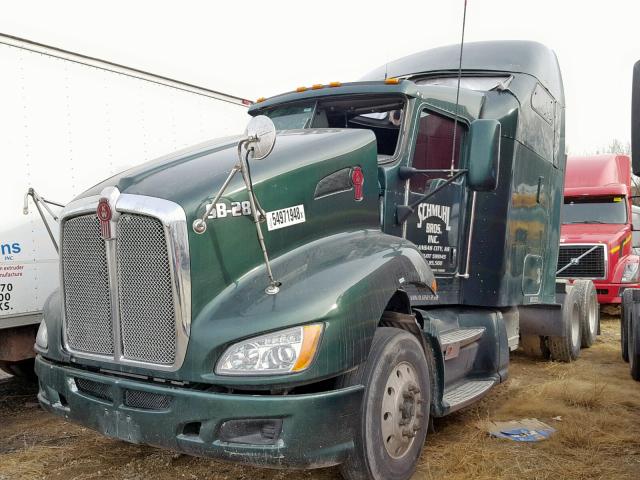 1XKADB9X69J221232 - 2009 KENWORTH CONSTRUCTI GREEN photo 2