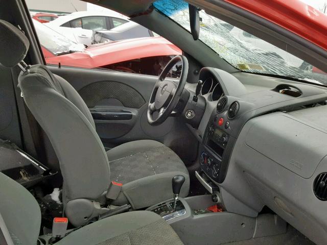 KL1TD62625B488800 - 2005 CHEVROLET AVEO BASE Қызыл фото 5