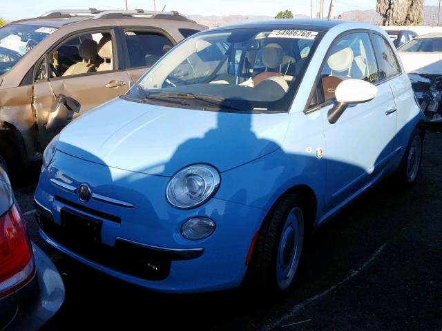 3C3CFFCR7ET301002 - 2014 FIAT 500 LOUNGE BLUE photo 2