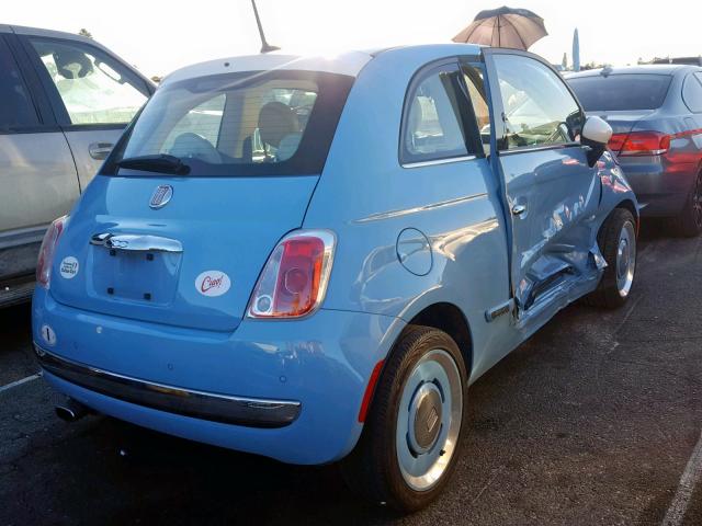 3C3CFFCR7ET301002 - 2014 FIAT 500 LOUNGE BLUE photo 4