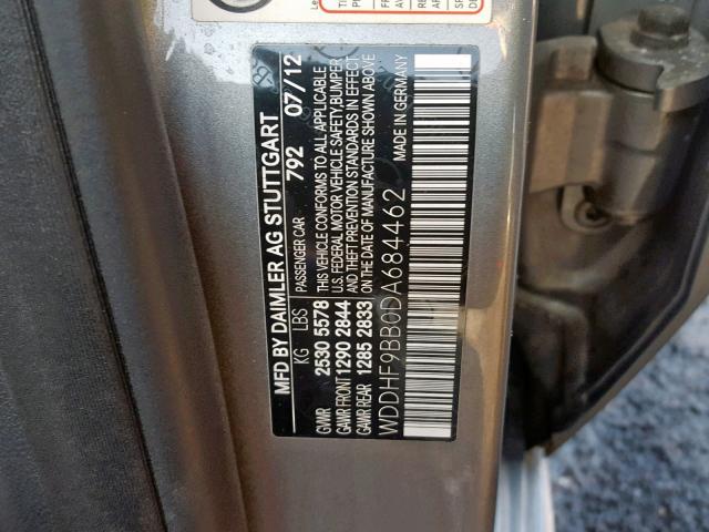 WDDHF9BB0DA684462 - 2013 MERCEDES-BENZ E 550 4MAT SILVER photo 10