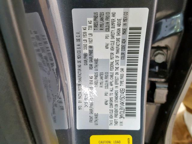 3MYDLBYV4KY501469 - 2019 TOYOTA YARIS L GRAY photo 10