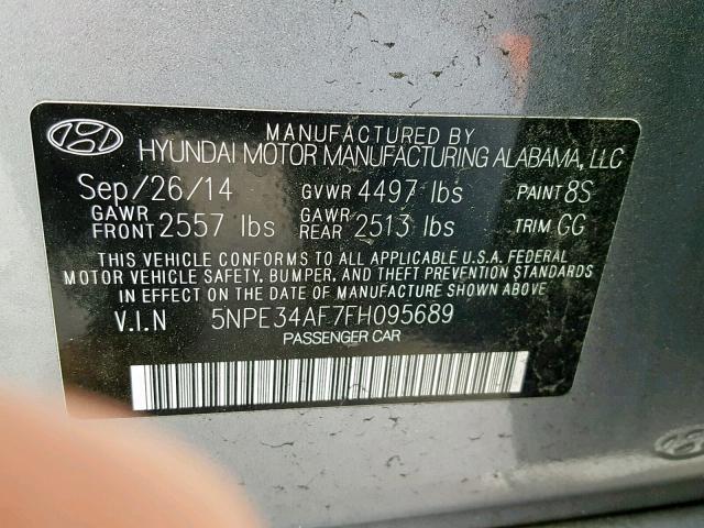 5NPE34AF7FH095689 - 2015 HYUNDAI SONATA SPO TAN photo 10