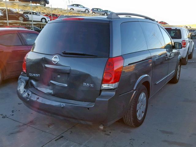 5N1BV28U65N138029 - 2005 NISSAN QUEST S GRAY photo 4