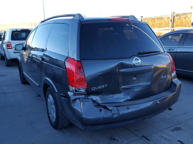 5N1BV28U65N138029 - 2005 NISSAN QUEST S GRAY photo 9