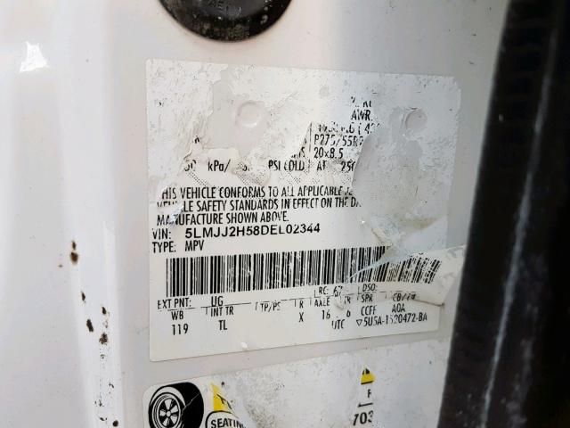 5LMJJ2H58DEL02344 - 2013 LINCOLN NAVIGATOR 白色 照片 10