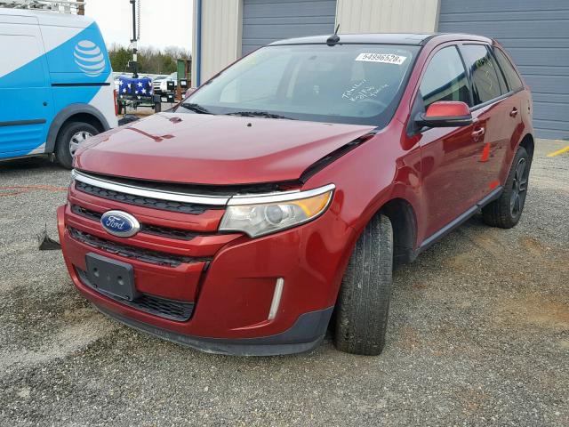 2FMDK4JCXDBA04875 - 2013 FORD EDGE SEL BURGUNDY photo 2