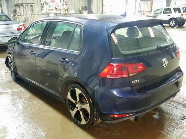 3VW5T7AU1GM068495 - 2016 VOLKSWAGEN GTI S/SE BLUE photo 3