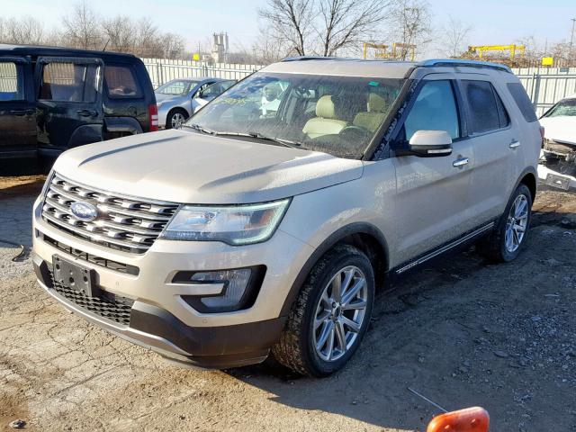 1FM5K8F84HGB90895 - 2017 FORD EXPLORER L BEIGE photo 2