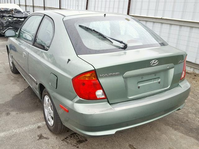 KMHCG35C13U260168 - 2003 HYUNDAI ACCENT GL GREEN photo 3