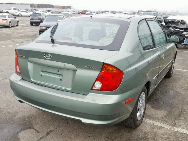 KMHCG35C13U260168 - 2003 HYUNDAI ACCENT GL GREEN photo 4