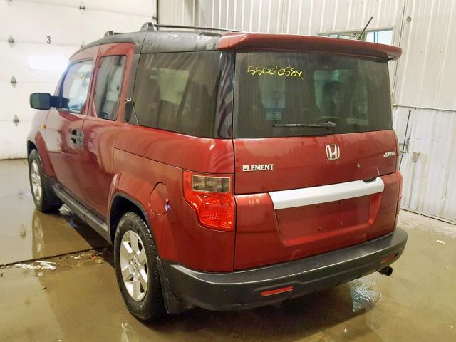 5J6YH2H73AL006054 - 2010 HONDA ELEMENT EX RED photo 3